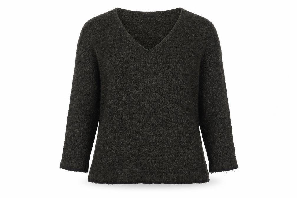 H&M Womens Green Chunky-Knit V-Neck Long Sleeve Pullover Jumper Size M