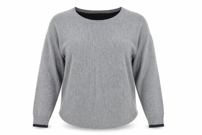 Front view of French Connection women’s grey crew neck wool blend jumper, size S