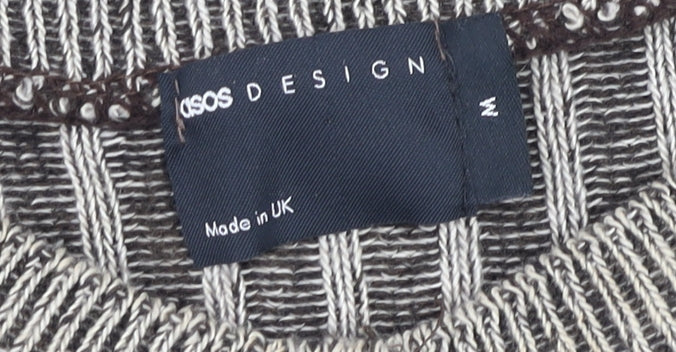 ASOS DESIGN Women's Grey Chunky-Knit Striped Cardigan Size M