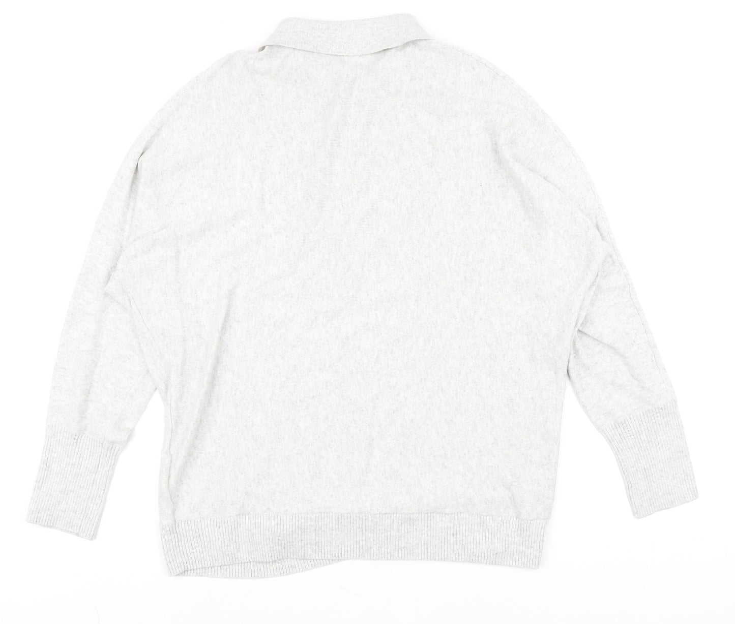 Mint Velvet Mens Grey Collared Half Zip Cotton Blend Jumper M