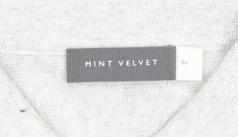 Mint Velvet Mens Grey Collared Half Zip Cotton Blend Jumper M
