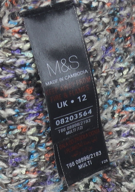 Marks and Spencer Indigo Women’s Multicoloured Chunky Knit Pullover Jumper Size 12