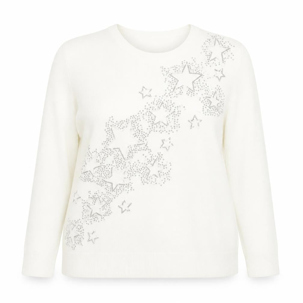 Marks & Spencer Women Ivory Size 18 Rhinestone Star Jumper