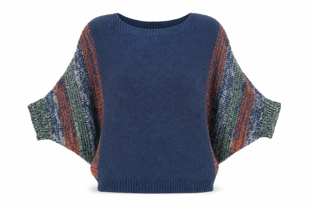 Wal G Womens Blue Striped Open-Knit Relaxed Pullover Jumper Size M