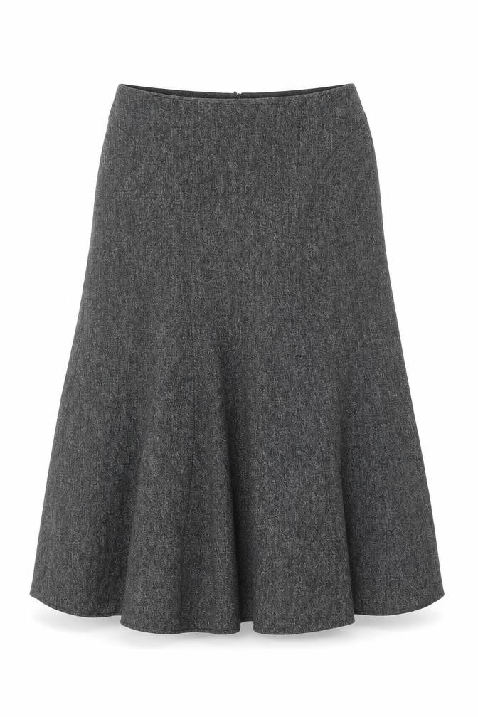 BHS Women’s Grey Herringbone A-Line Midi Skirt Size 14