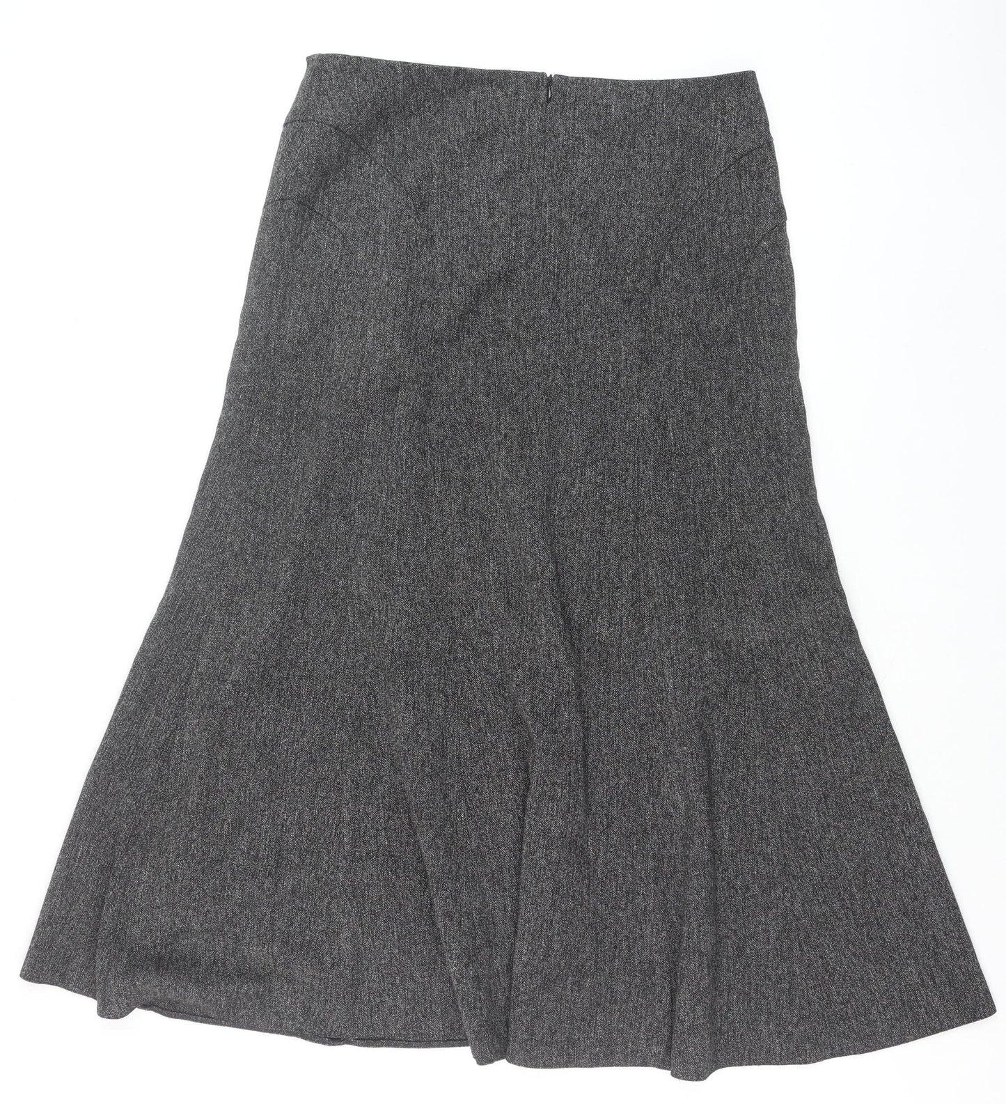 BHS Women’s Grey Herringbone A-Line Midi Skirt Size 14