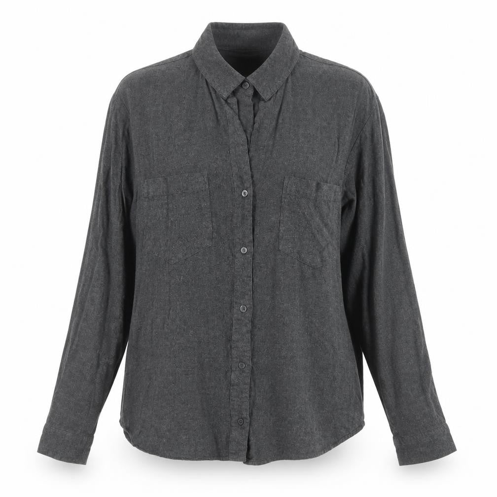 Cloth & Stone Women's Grey Rayon Button-Up Shirt Large Long Sleeve