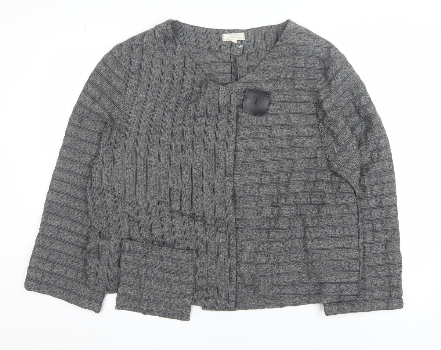 Tutta Natura Women's Grey Wool Blend Striped Jacket XL