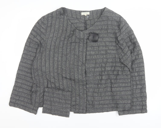 Tutta Natura Women's Grey Wool Blend Striped Jacket XL