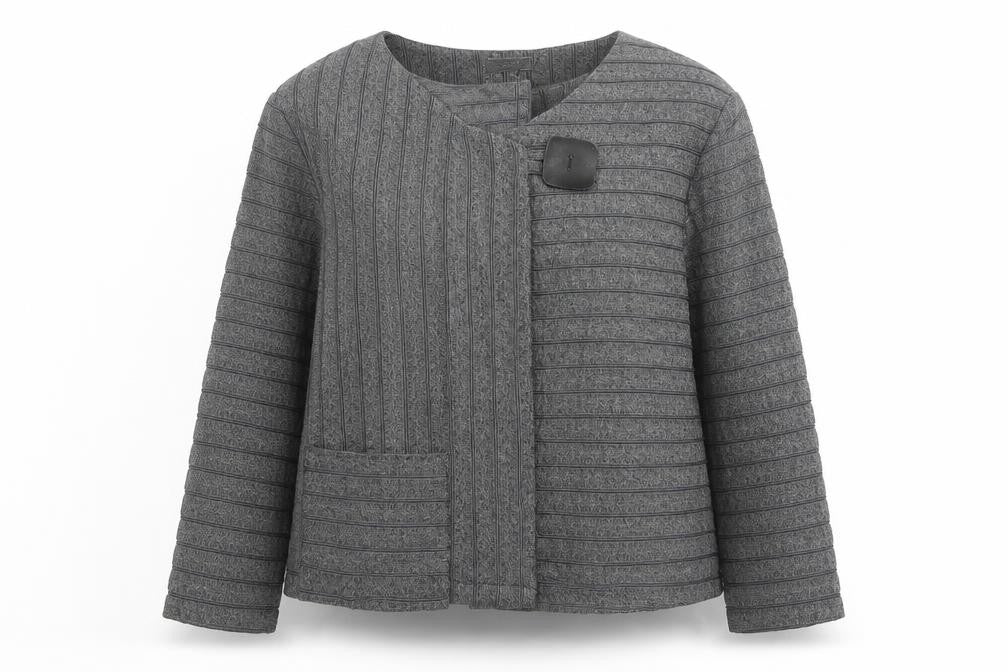 Tutta Natura Women's Grey Wool Blend Striped Jacket XL