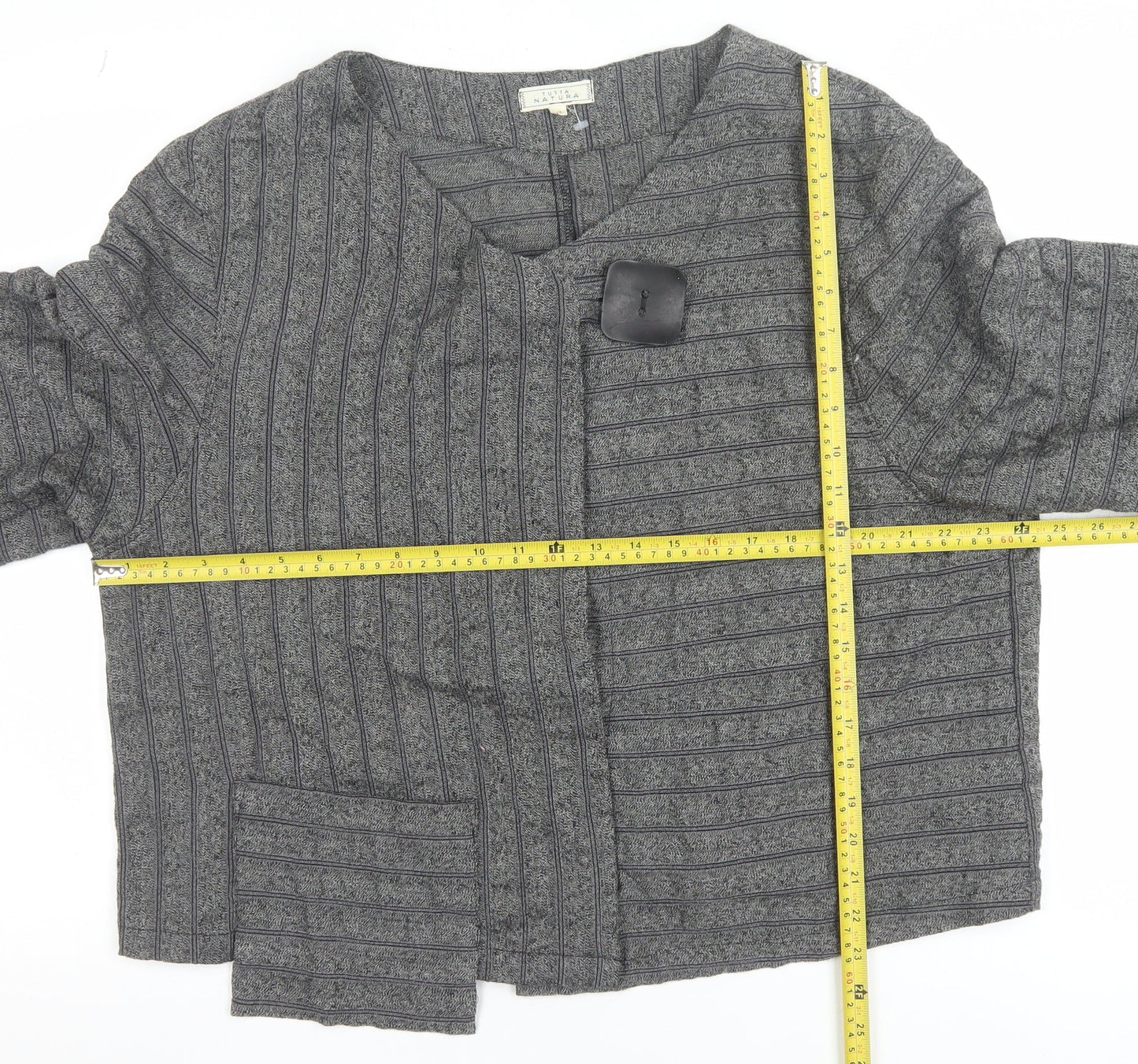 Tutta Natura Women's Grey Wool Blend Striped Jacket XL
