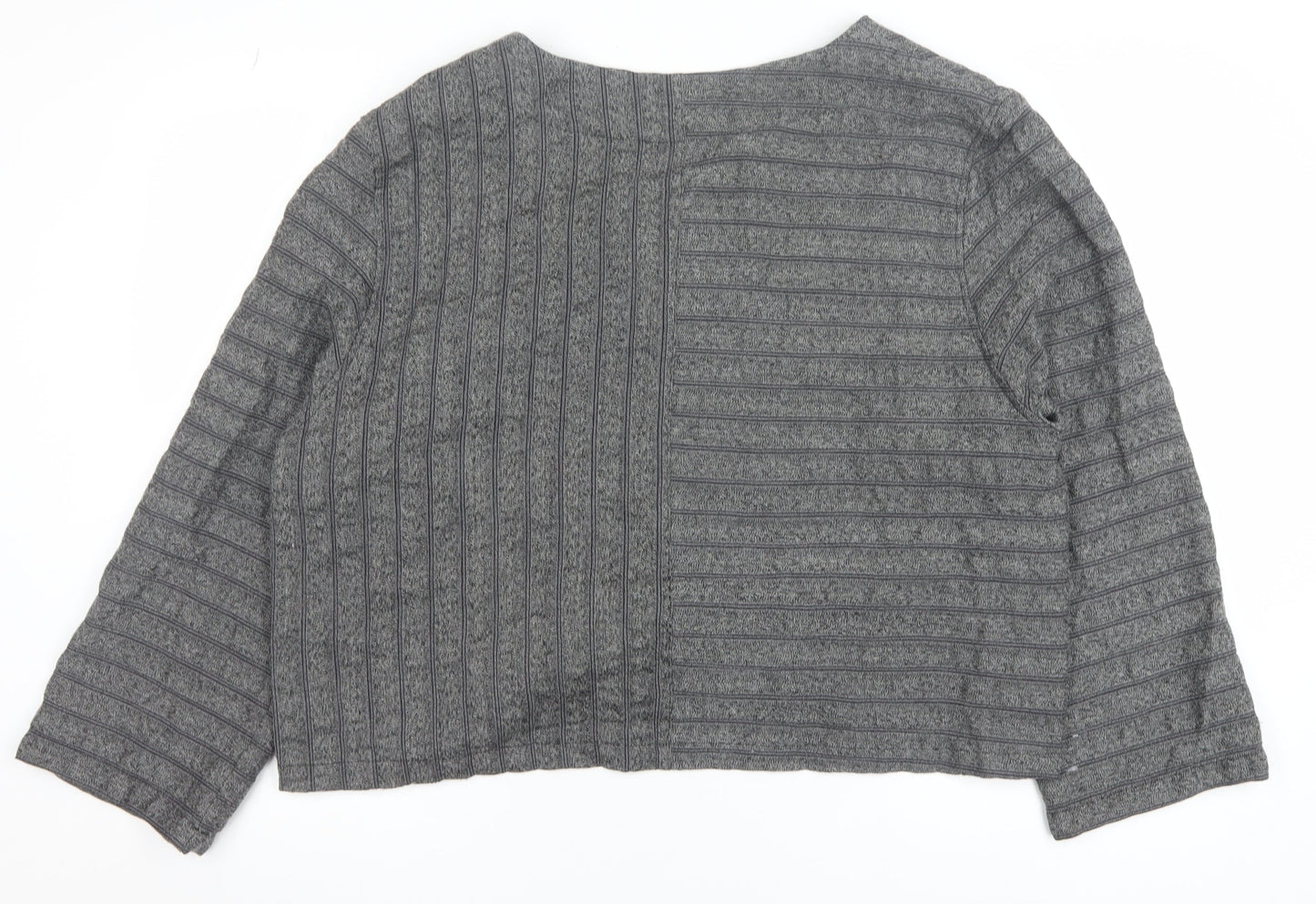 Tutta Natura Women's Grey Wool Blend Striped Jacket XL