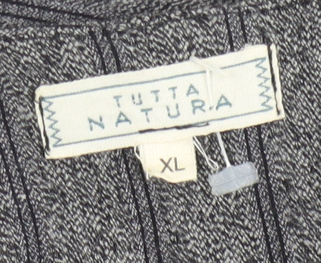 Tutta Natura Women's Grey Wool Blend Striped Jacket XL