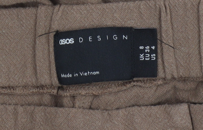 ASOS DESIGN Women Brown Cargo Wide-Leg Trousers Size 8