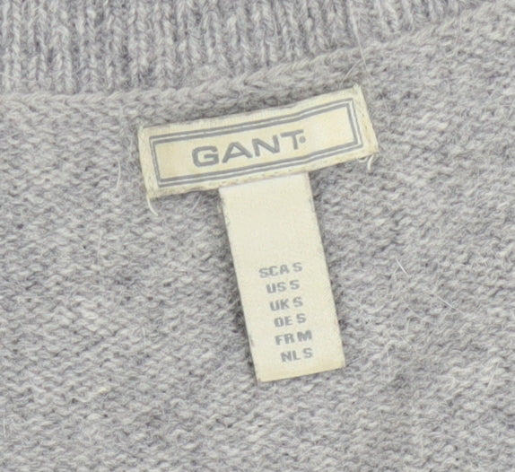 GANT Women’s Grey & Navy Striped Wool Blend Short Sleeve Knee Dress Size S