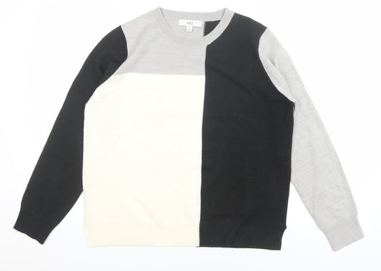 Marks and Spencer Womens Grey Black Colour Block Jumper Size 12 Acrylic Knit