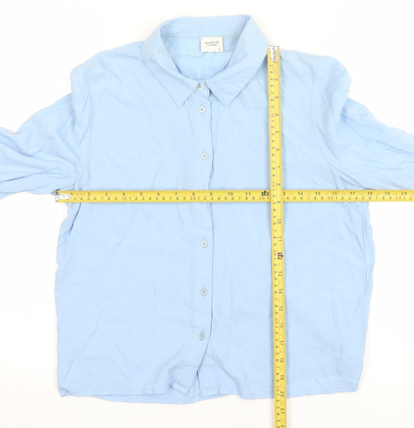 Jacqueline de Yong Women's Blue Button-Up Shirt Size 10