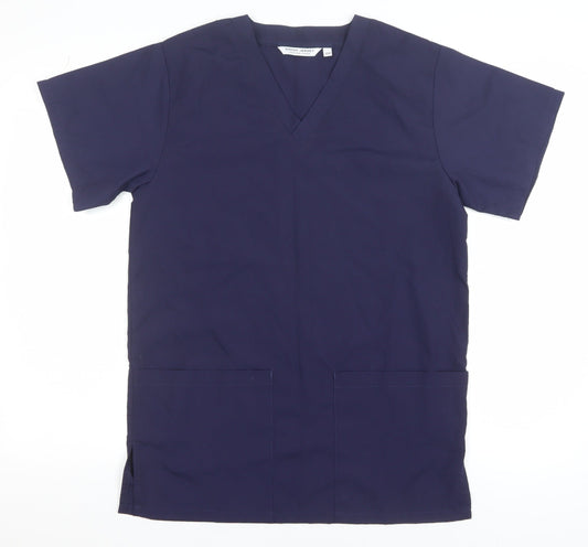 Simon Jersey Women's Blue V-Neck Basic Workwear Top XS