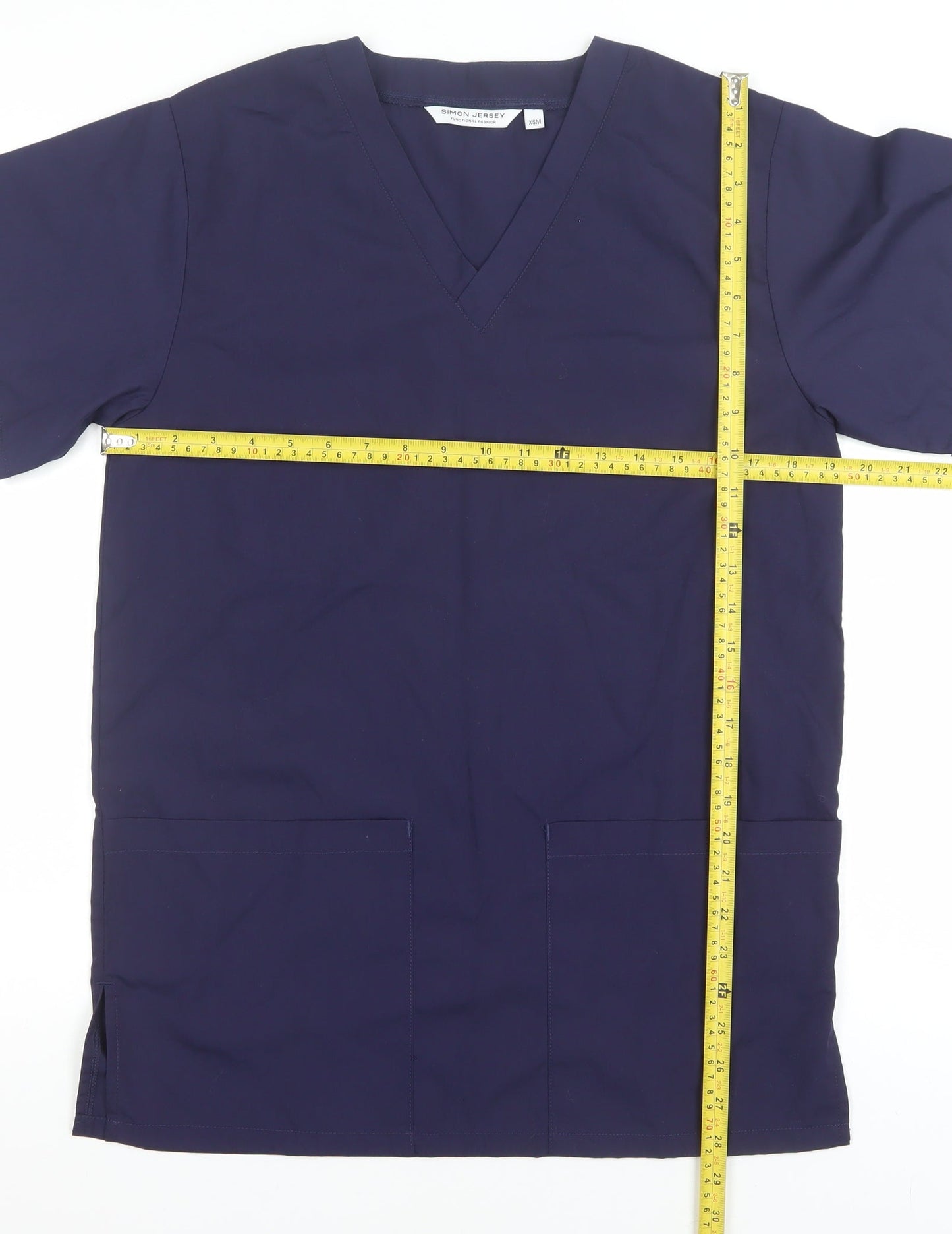 Simon Jersey Women's Blue V-Neck Basic Workwear Top XS