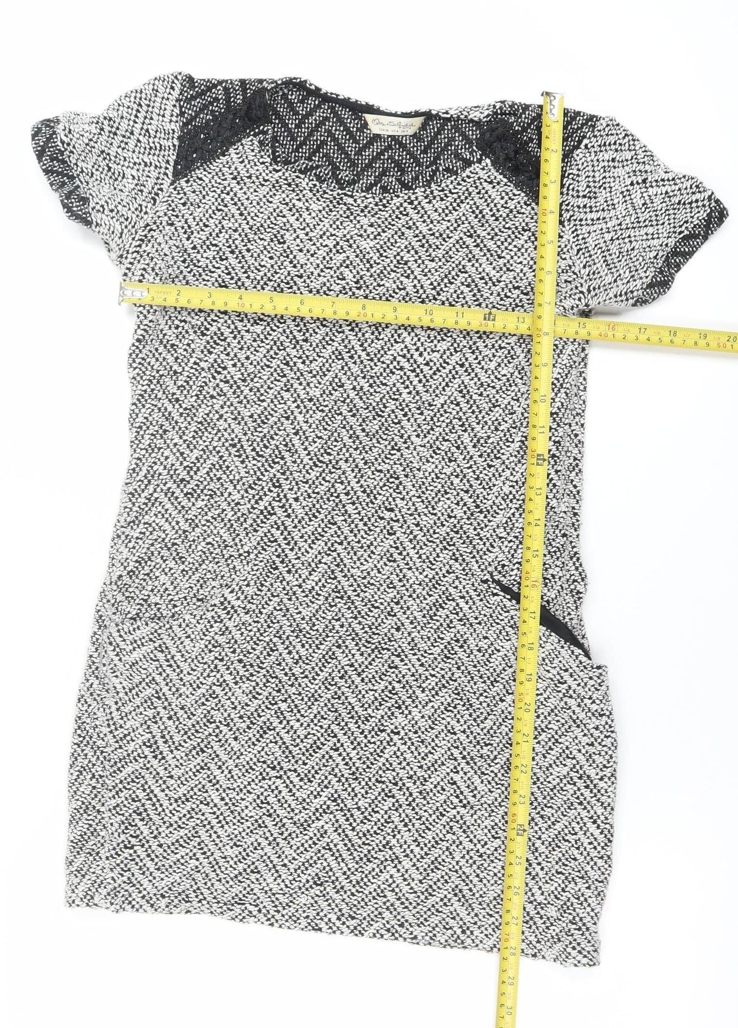 Miss Selfridge Women's Black Herringbone Shift Dress Size 8