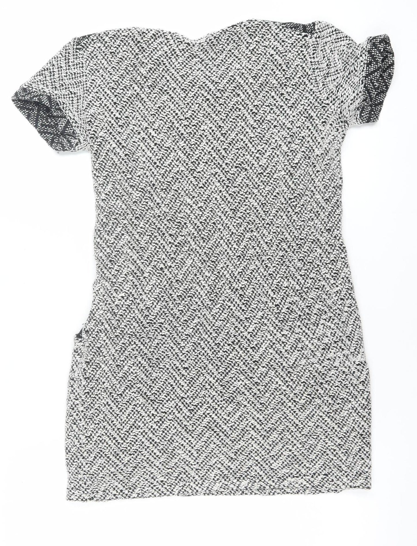 Miss Selfridge Women's Black Herringbone Shift Dress Size 8