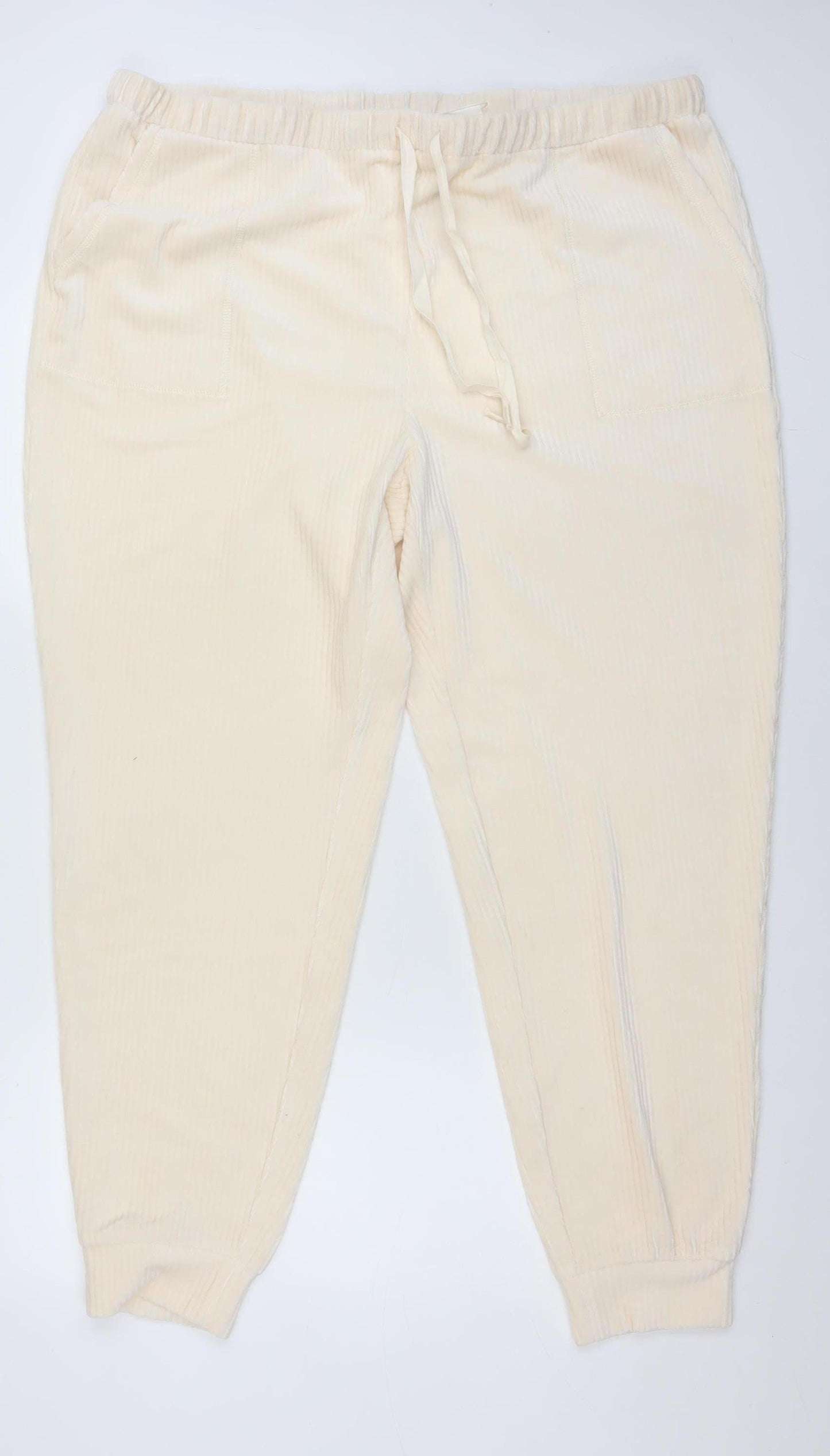 C&A Womens Beige Velour Lounge Pants XL Comfortable Trousers
