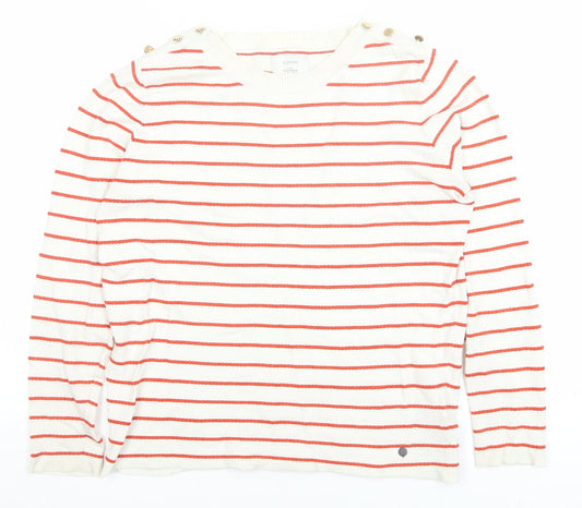 Nümph Women Ivory Red Striped Crew Neck Pullover Jumper M