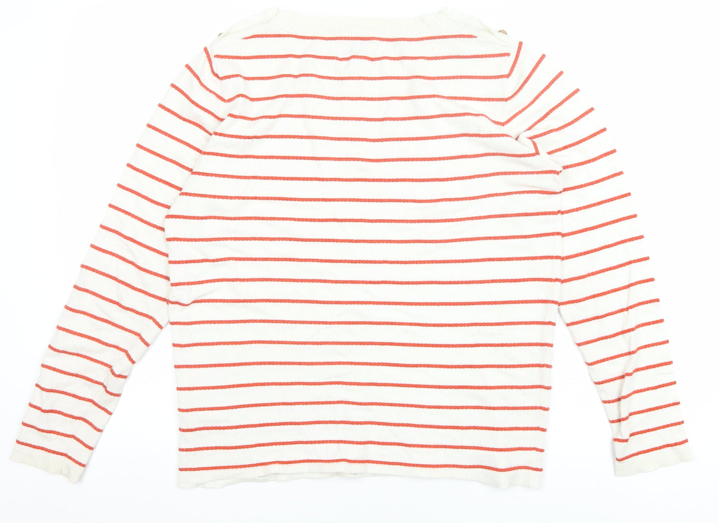 Nümph Women Ivory Red Striped Crew Neck Pullover Jumper M