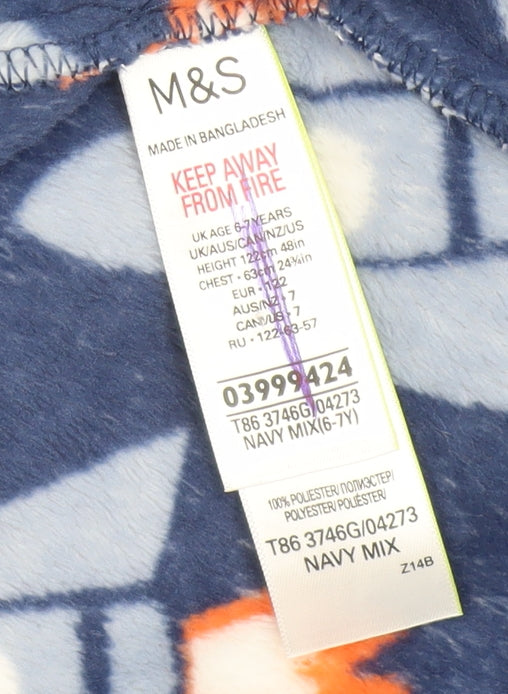 Marks and Spencer Boys Blue Fleece Space Rocket Hooded Robe 6-7 Years