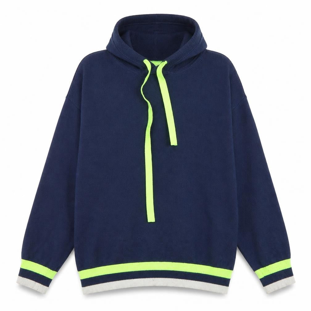 Whisper by Brodie Women's Blue Hooded Pullover Jumper Size S Cotton Blend