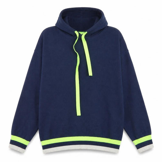 Whisper by Brodie Women's Blue Hooded Pullover Jumper Size S Cotton Blend