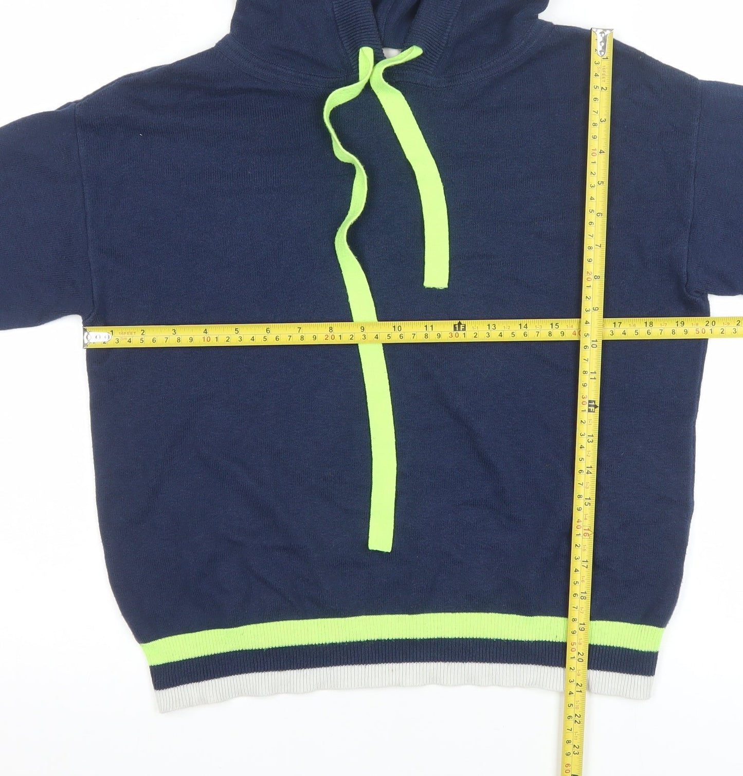Whisper by Brodie Women's Blue Hooded Pullover Jumper Size S Cotton Blend