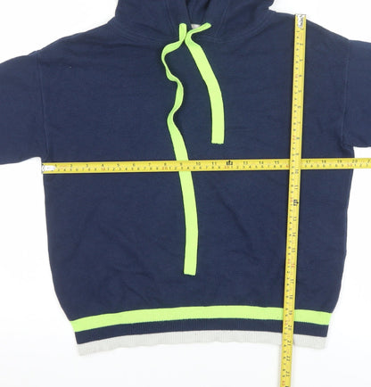 Whisper by Brodie Women's Blue Hooded Pullover Jumper Size S Cotton Blend