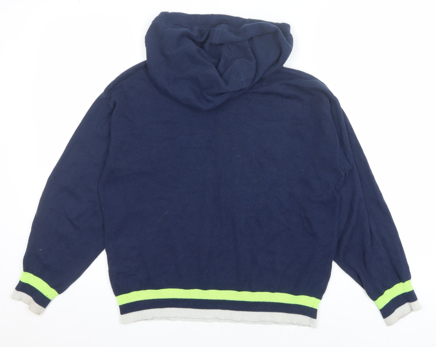 Whisper by Brodie Women's Blue Hooded Pullover Jumper Size S Cotton Blend