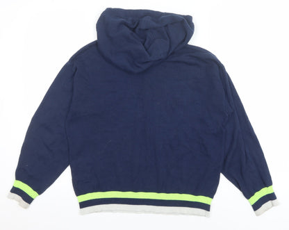 Whisper by Brodie Women's Blue Hooded Pullover Jumper Size S Cotton Blend