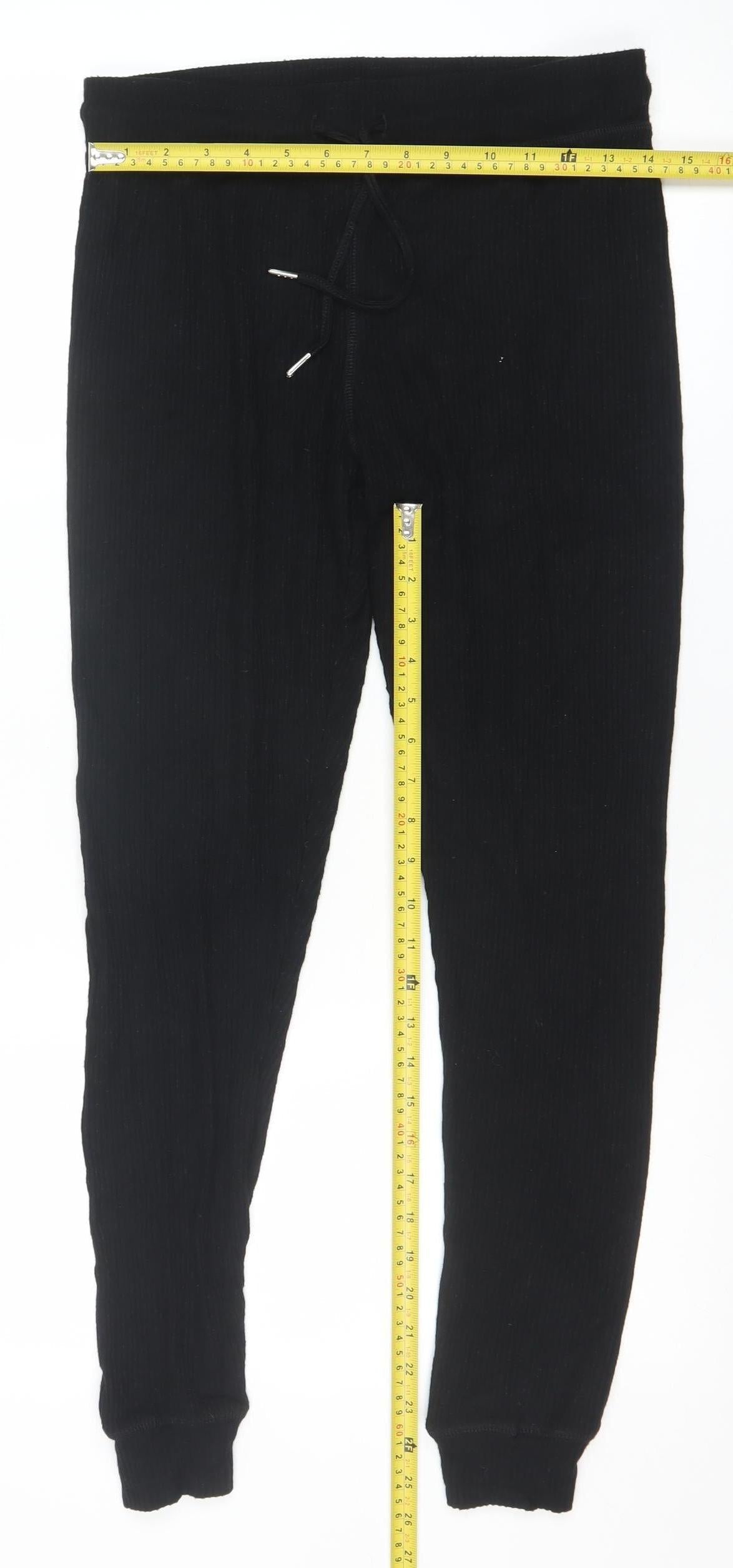 Topshop Women's Black Ribbed Stretch Jogger Size 12