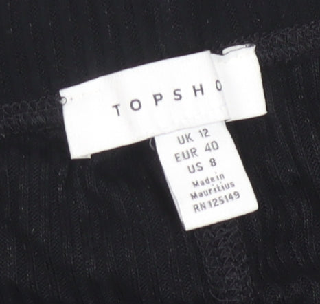 Topshop Women's Black Ribbed Stretch Jogger Size 12