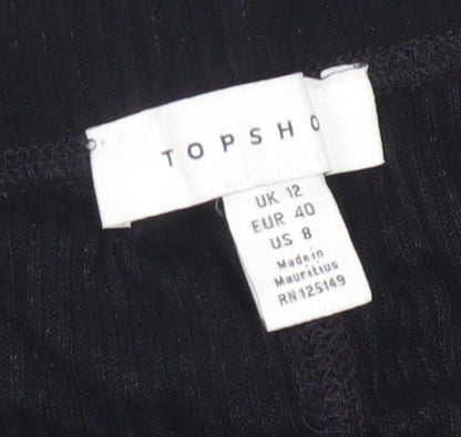 Topshop Women's Black Ribbed Stretch Jogger Size 12