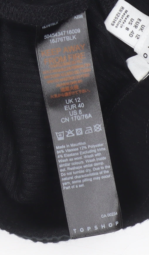 Topshop Women's Black Ribbed Stretch Jogger Size 12