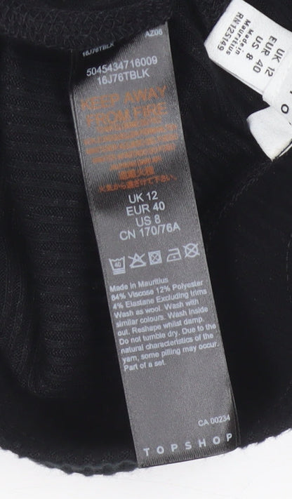 Topshop Women's Black Ribbed Stretch Jogger Size 12