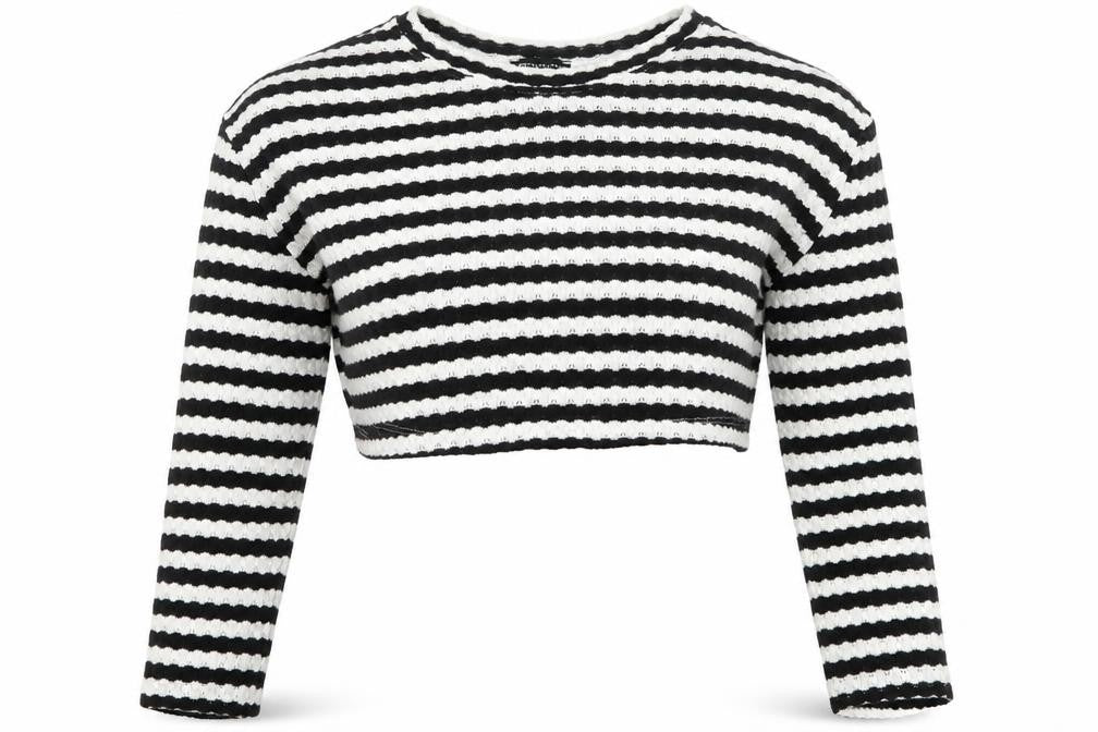 PRETTYLITTLETHING Women’s Black White Striped Knit Jumper Size 8