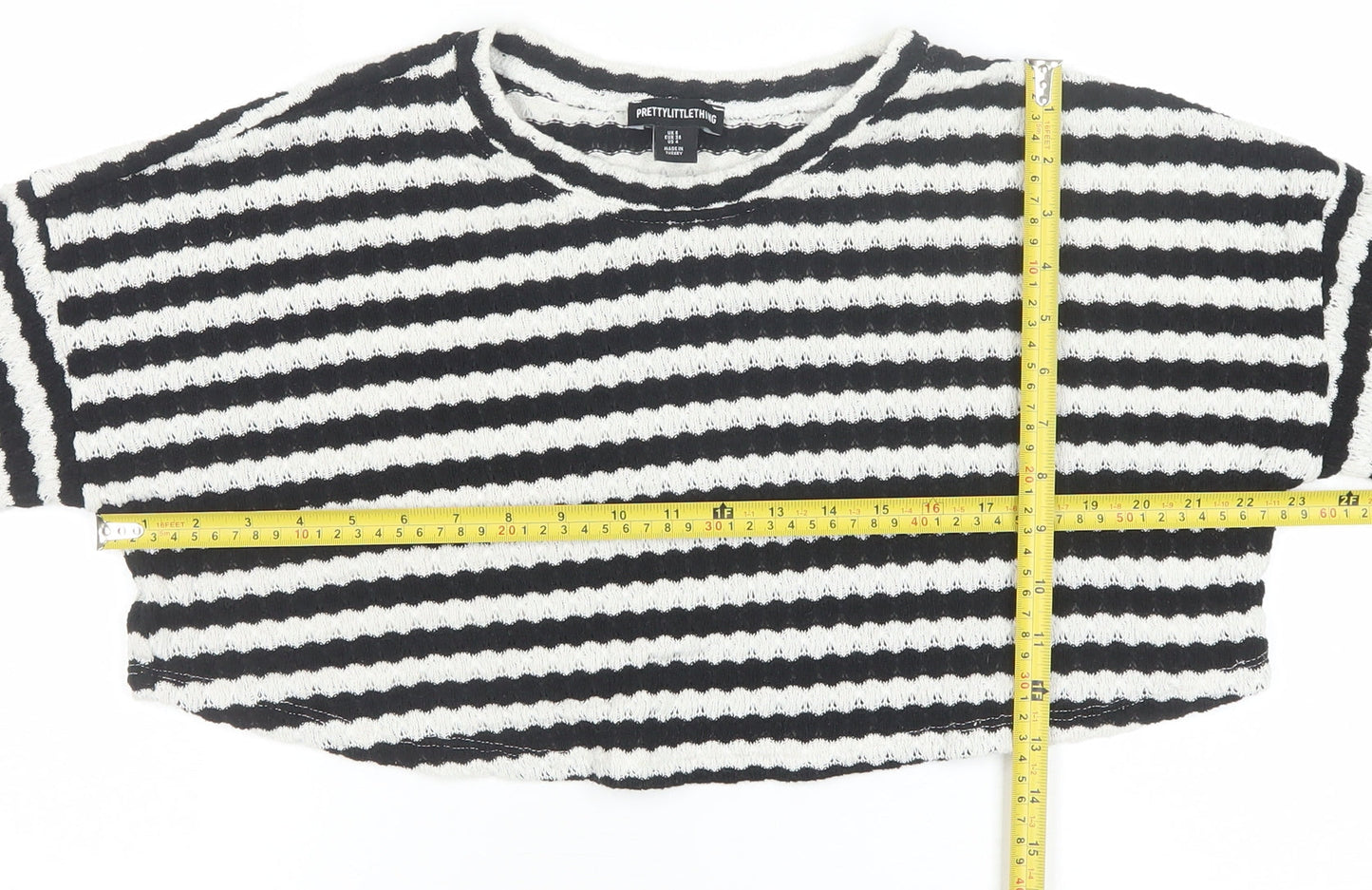 PrettyLittleThing Women’s Black White Striped Knit Jumper Size 8