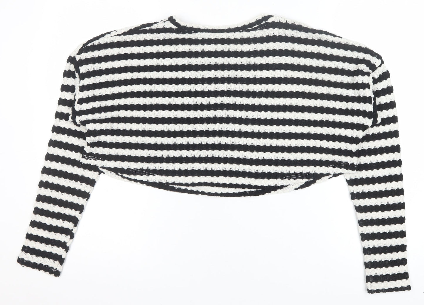 PrettyLittleThing Women’s Black White Striped Knit Jumper Size 8
