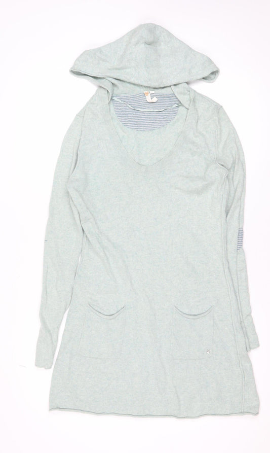 Hot Stuff Women Green Hooded Jumper Dress Size 12 Casual Knitwear