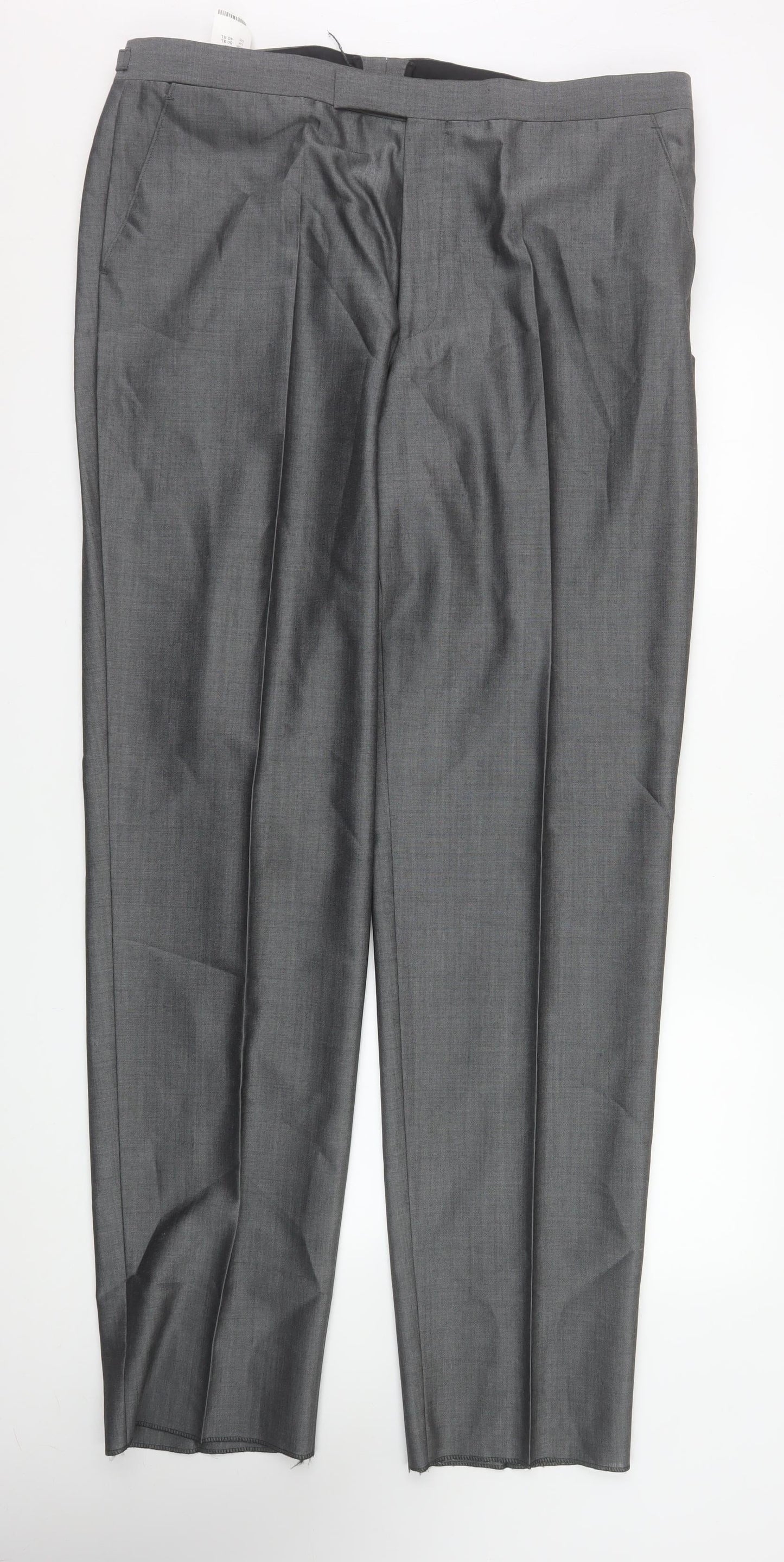 Torre Cerimonia Men's Grey XL Wool Blend Formal Dress Trousers