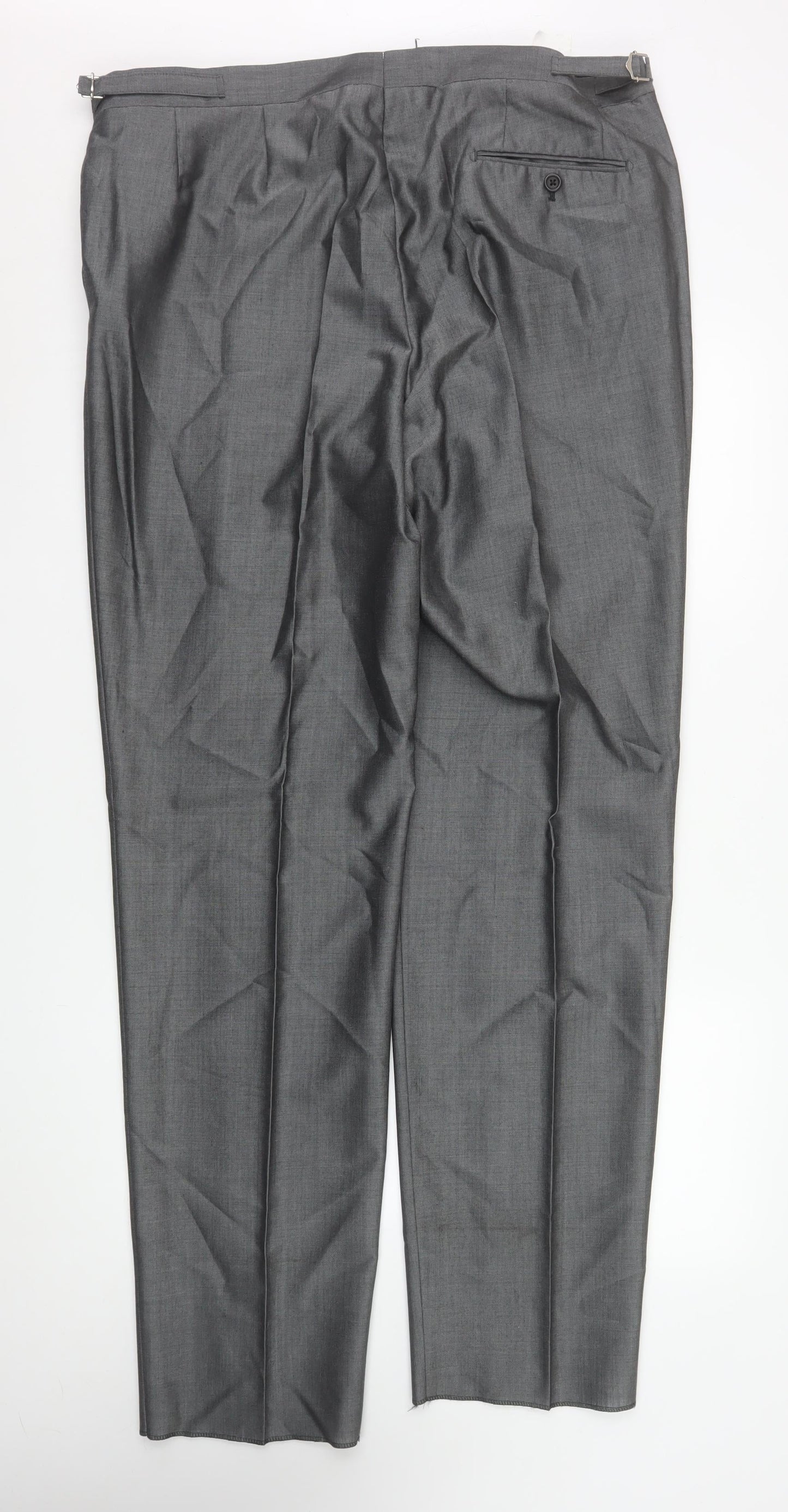 Torre Cerimonia Men's Grey XL Wool Blend Formal Dress Trousers