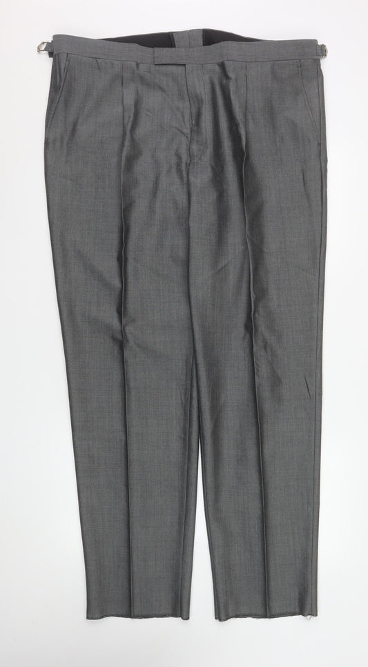 Torre Men's Grey Wool Mohair Blend Formal Dress Pants 42R