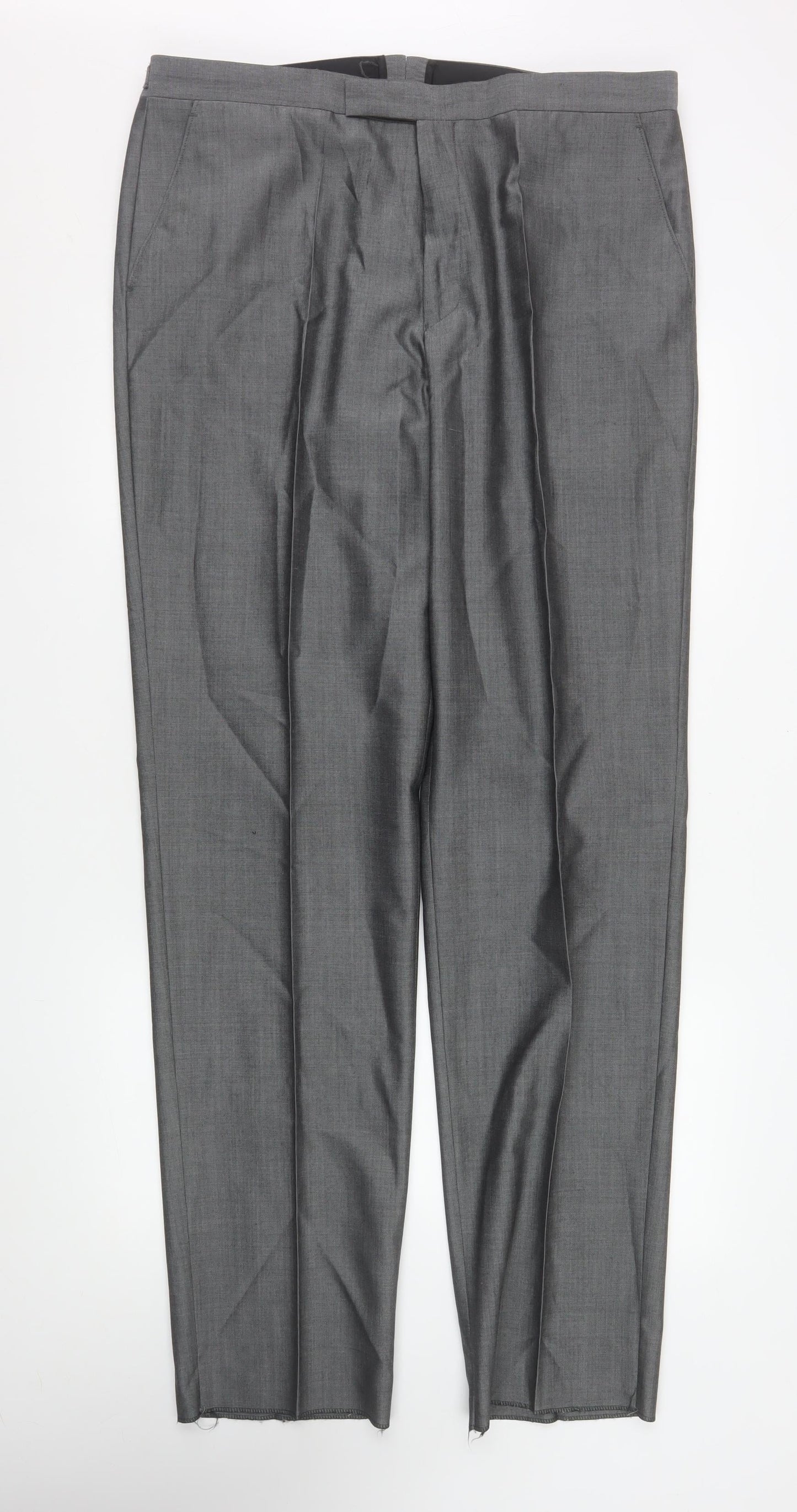 Torre Men’s Grey Wool Blend Pleated Formal Dress Pants Size XL 38in
