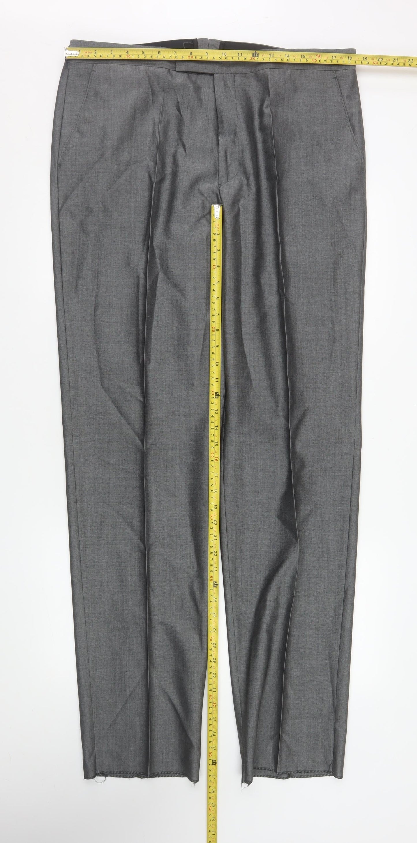 Torre Men’s Grey Wool Blend Pleated Formal Dress Pants Size XL 38in