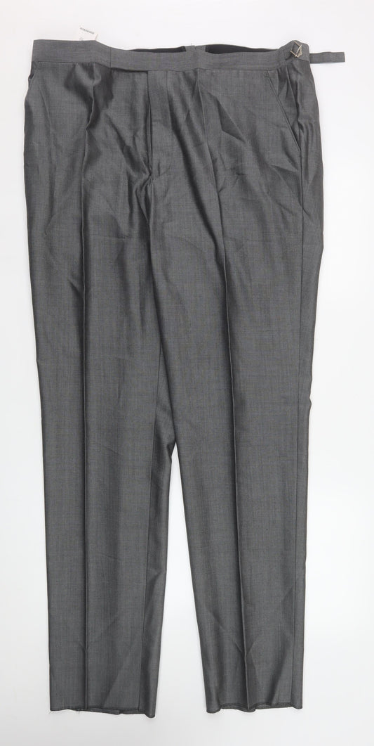 Torre Cerimonia Men's Grey Wool Blend Pleated Dress Trousers Size 40L